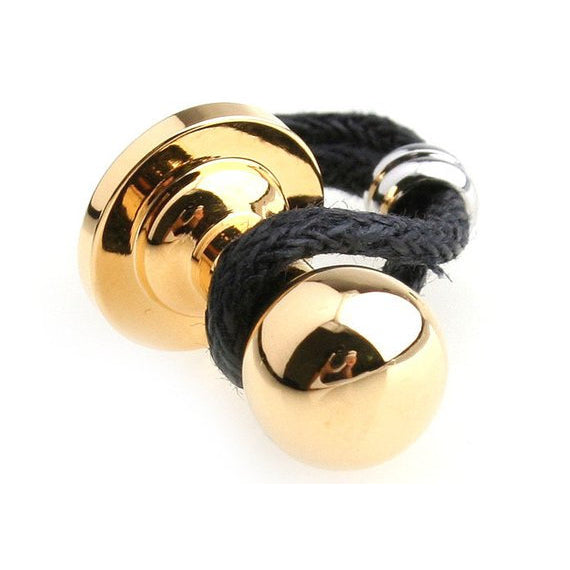 Gold Tone Plug Cufflinks Rope Band Wrap Around Cuff Links Image 1