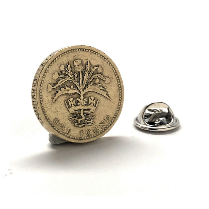 Birth Year Lapel Pin Great Britain Pounds Enamel Pin Loin Rampart British Thistle Royal Arms Coin Rare Coins Oak Tree Image 2