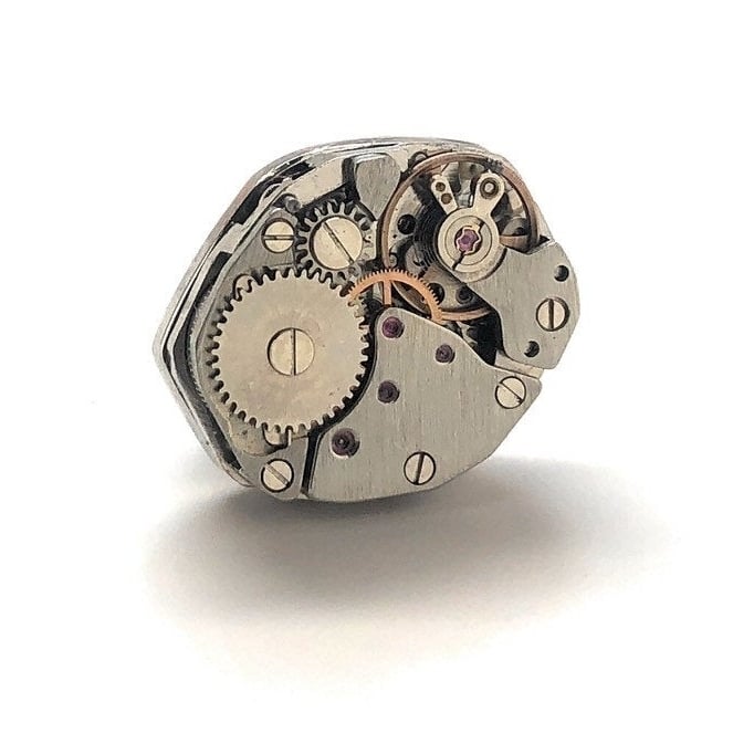 Watch Movements Lapel Pin Steampunk Silver Deconstructed Enamel Pin Tie Tack Engineering Engineer   Tie Pin Image 2