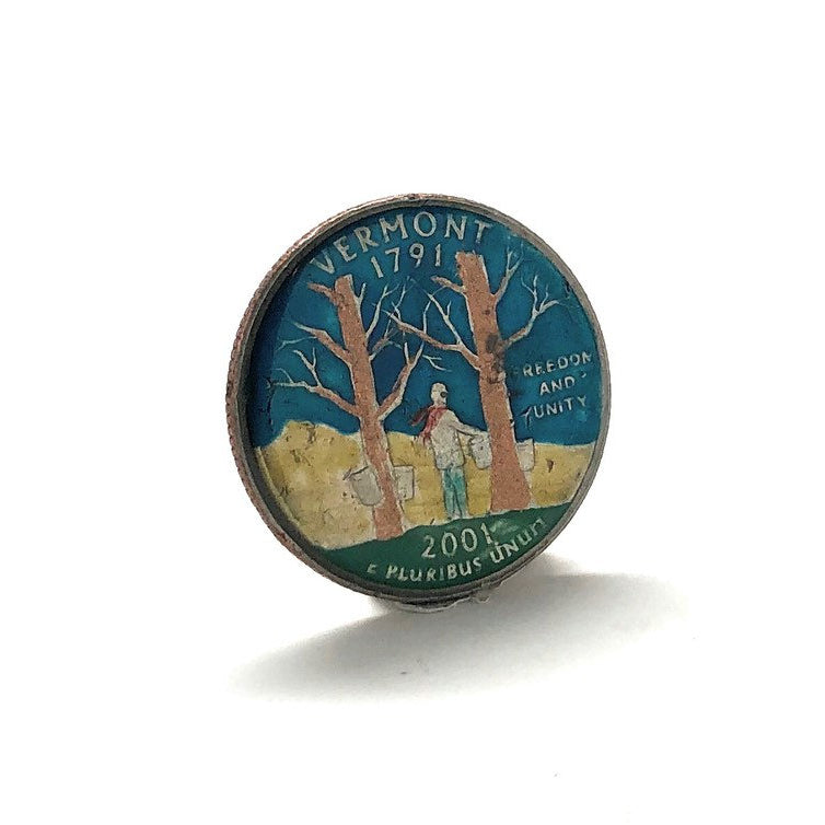 Enamel Pin Collector Hand Painted Vermont State Quarter Enamel Coin Lapel Pin Tie Tack Travel Souvenir Coins Elite Image 2
