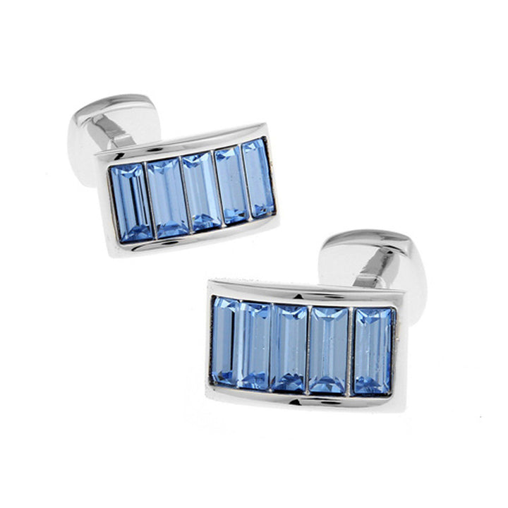 Blue Crystals Cuff Links  Personalized CuffLinks  Groomsmen CuffLinks  Wedding Cufflinks  Gifts for Dad  Gifts for Image 1