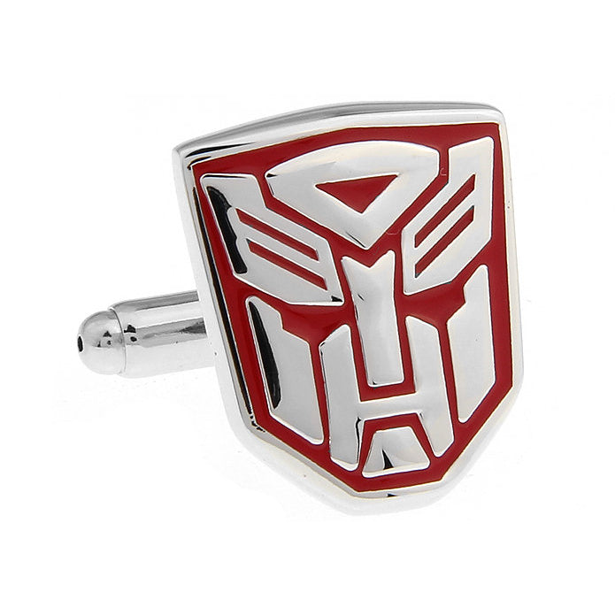 Autobots Cufflinks Super Hero Transformers Cuff Links Silver Red Show Off Your Hero Keepsakes Cool Fun Collector Comes Image 1