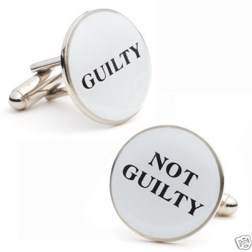 Guilty Not Guilty Cufflinks Round White and Black Enamel Legal Decision Maker Judge Lawyers Cufflinks Image 1