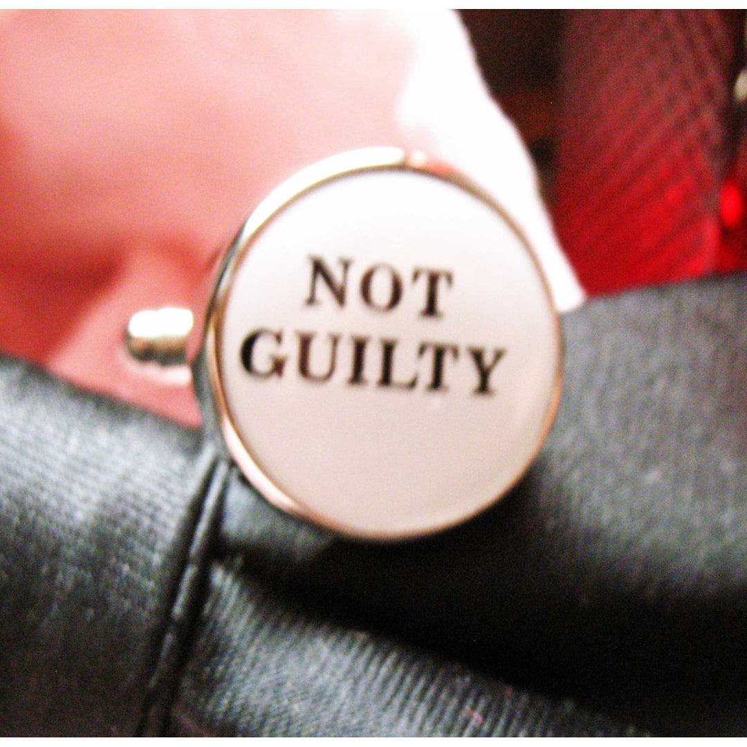 Guilty Not Guilty Cufflinks Round White and Black Enamel Legal Decision Maker Judge Lawyers Cufflinks Image 4