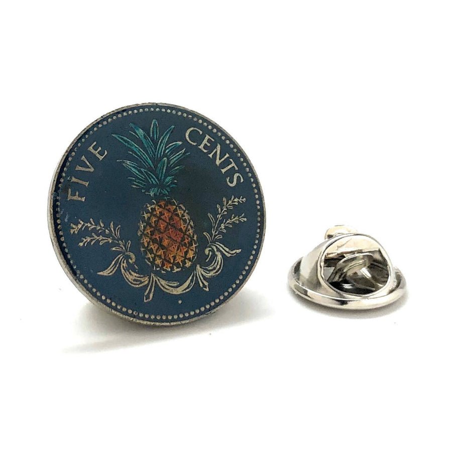 Enamel Pin Lapel Pin Hand Painted Bahamas Five Cent Enamel Coin Tie Tack Gifts for Dad Coins Missionary Gift for Image 1