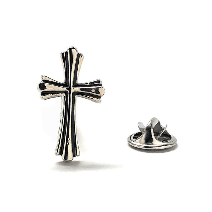The Cross Enamel Pin Gold Red Black Silver Black Lapel Pin Round Gothic Tie Tack Religious Faith Holy Father Gifts for Image 3