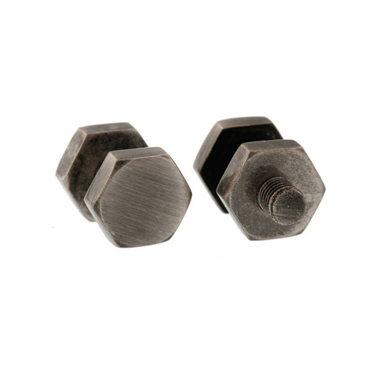 Nut and Bolt Cufflinks Gunmetal Finish Work Screw Nut Gifts for Him Unique Cool Guy Gifts Cuff Links Mechanic Builder Image 2