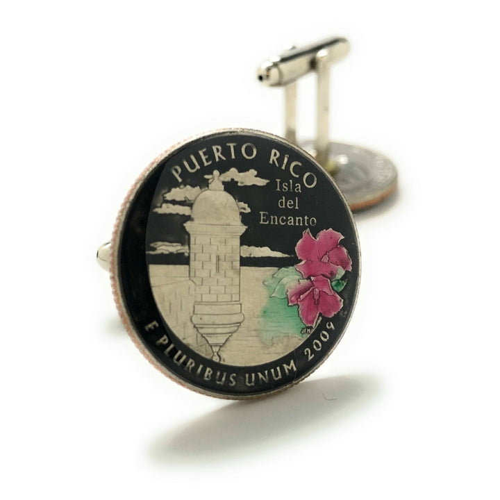 Enamel Cufflinks Hand Painted Puerto Rico State Quarter Enamel Coin Jewelry Cuff Links Collector Travel Souvenir Coins Image 3
