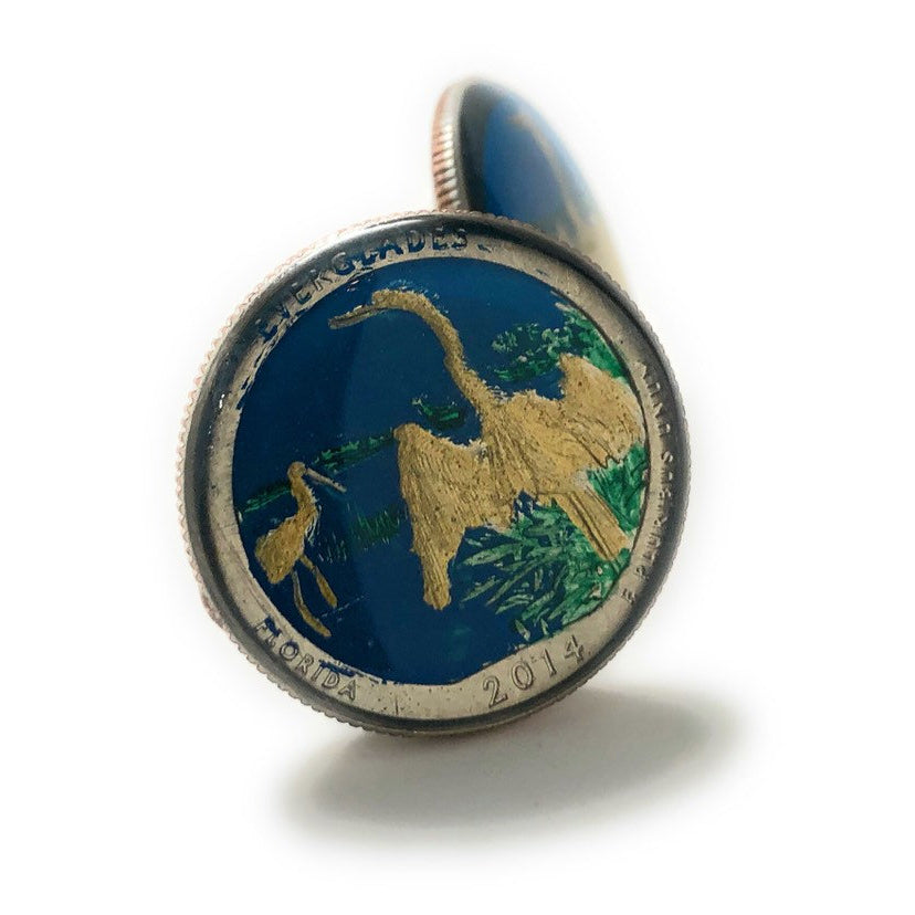 Enamel Cufflinks Hand Painted Florida Everglades Quarter Enamel Coin Jewelry Currency Finance Accountant Cuff Links Image 4