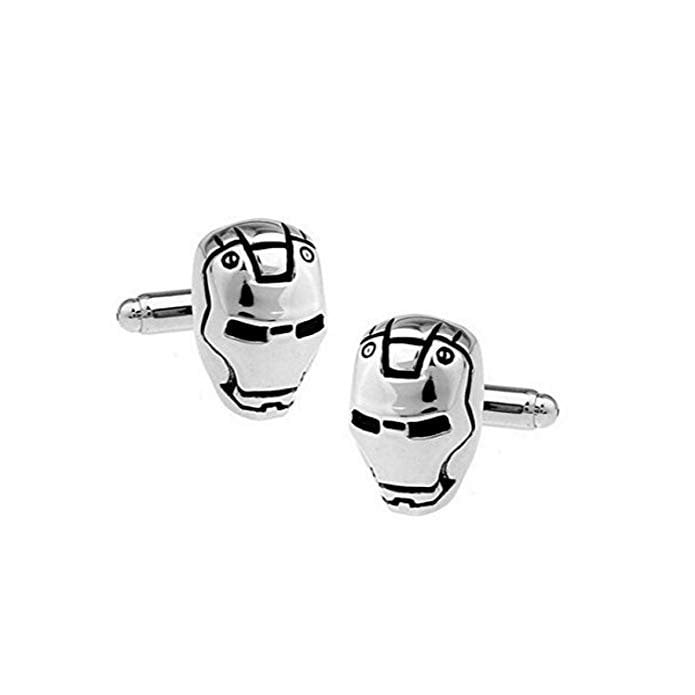 Silver Vintage Iron Man Cufflinks Helmet Cuff Links Gifts for Dad Gifts for Him Show Off Your Superhero Tony Stark Comes Image 1