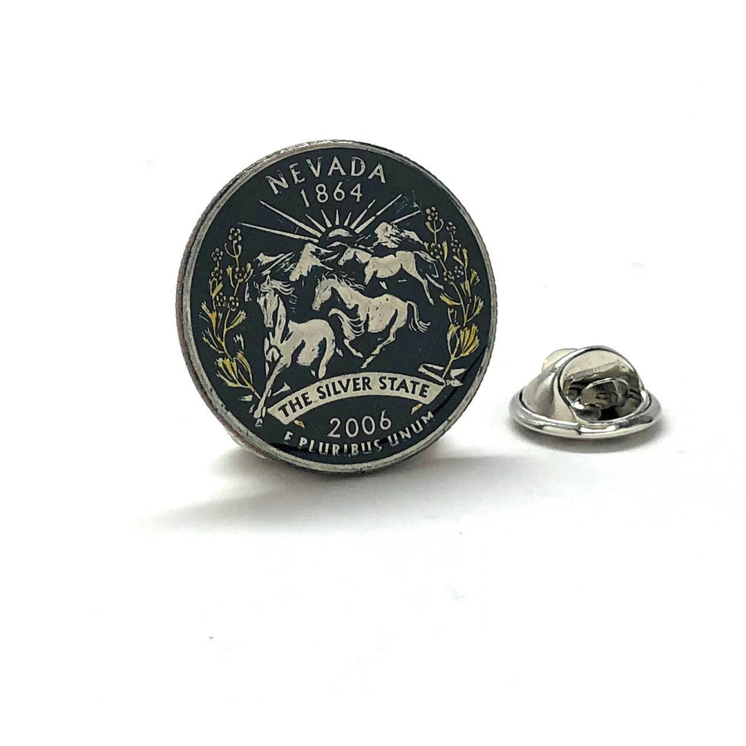 Enamel Pin Hand Painted Nevada State Quarter Enamel Coin Lapel Pin Tie Tack Collector Pin Travel Souvenir Coins Image 1