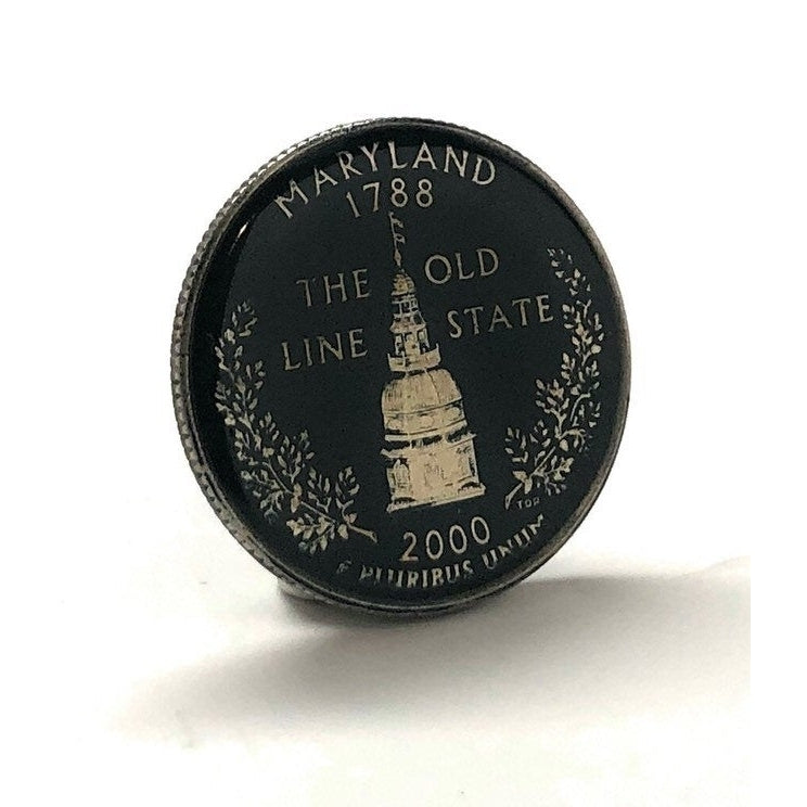 Collector Hand Painted Maryland State Quarter Enamel Coin Lapel Pin Tie Tack Travel Souvenir Coins Keepsakes Dark Blue Image 2