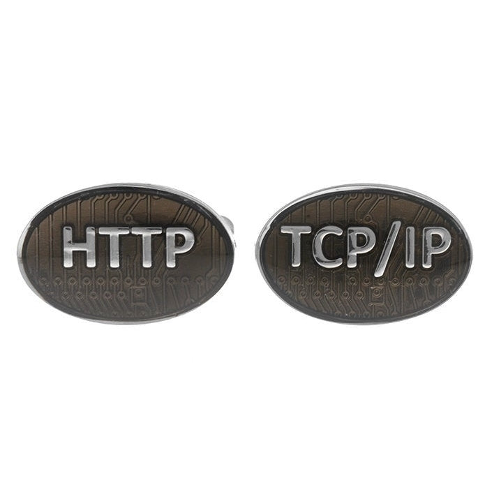 Tech Cufflinks Computer IP Address HTTP Black Silver Oval Cufflinks Cuff Links White Elephant Gifts Image 1