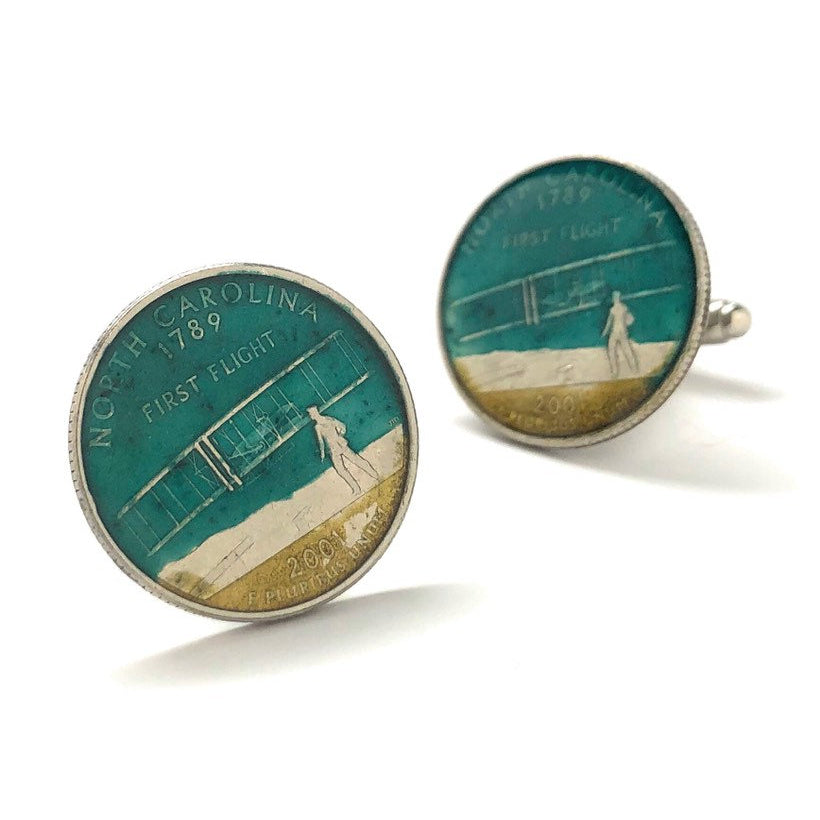 Enamel Cufflinks Hand Painted North Carolina State Quarter Enamel Coin Jewelry Money Currency Finance Accountant Cuff Image 2