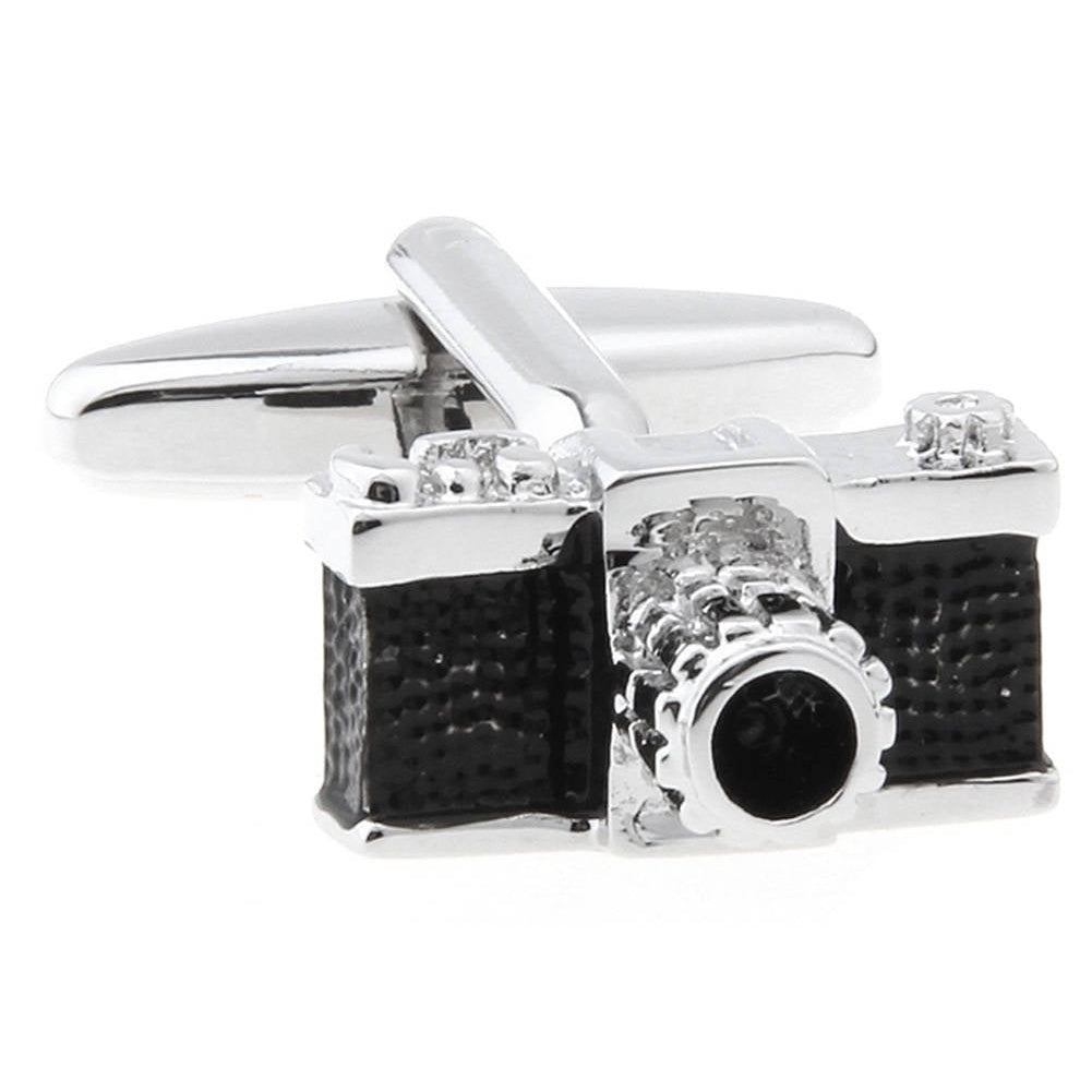 Silver Tone Camera Cufflinks Retro 35mm Retro Old School Photography Picture Hobby Photographer 3D Design Cool Cuff Image 3