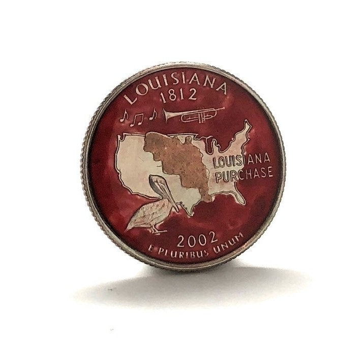 Birth Year Enamel Pin Hand Painted Louisiana State Quarter Red Enamel Coin Jewelry Money Tie Tack Finance Accountant Image 2
