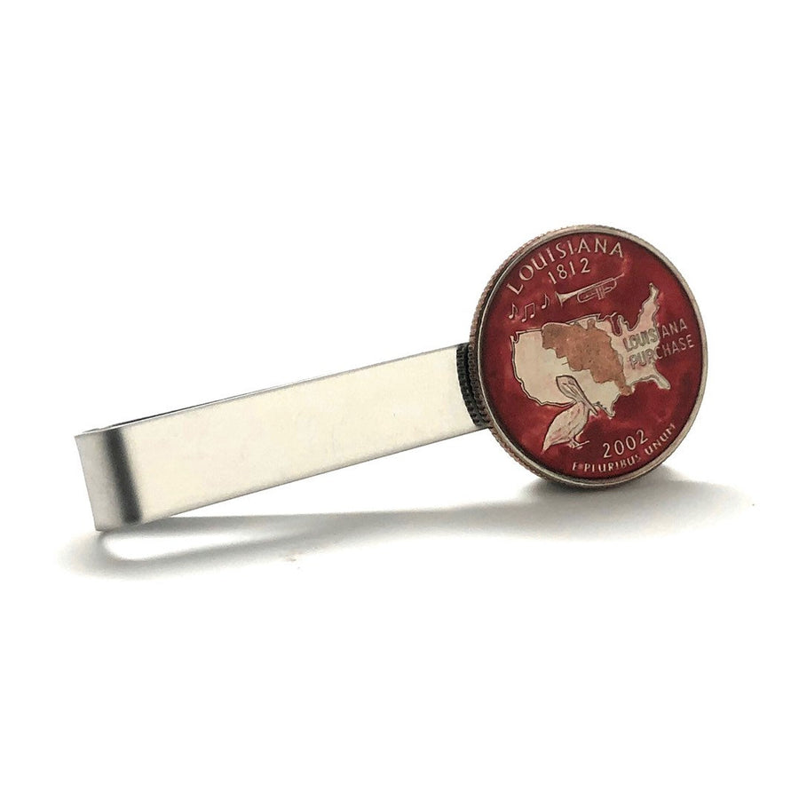 Birth Year Louisiana US Coin Tie Bar Quarter Hand Painted Red Edition Edition Coin Souvenir Unique Rare Fun Gift Comes Image 1