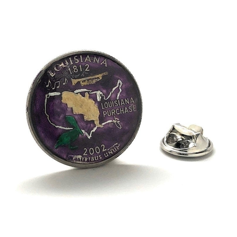 Enamel Pin Louisiana Quarter Tie Tack Lapel Pin Suit Flag State Enamel Coin Jewelry Travel Souvenir Coins Keepsakes Cool Image 1