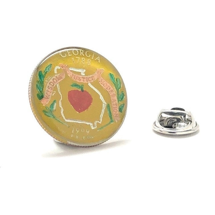 Enamel Pin Hand Painted Georgia State Quarter Enamel Coin Lapel Pin Tie Tack Collector Travel Souvenir Coins Yellow Image 1