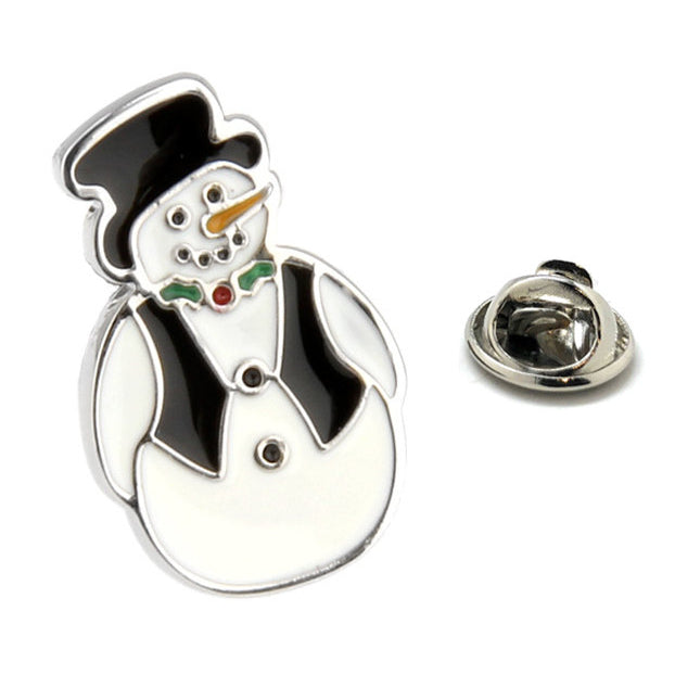 Winter Enamel Pin Snowman Lapel Pin Tie Tack Collector Pin White Black Enamel Christmas  Fun Party Time Snow Man Tie Image 1