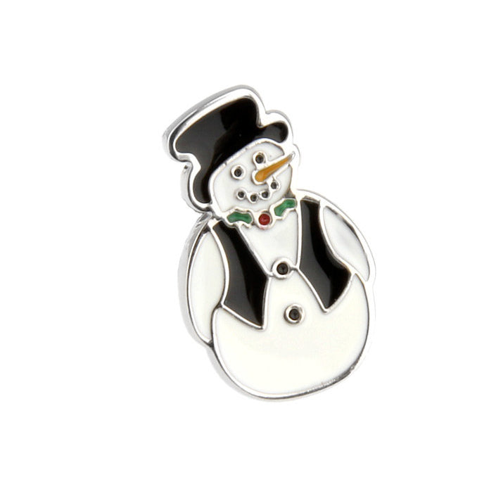 Winter Enamel Pin Snowman Lapel Pin Tie Tack Collector Pin White Black Enamel Christmas  Fun Party Time Snow Man Tie Image 2