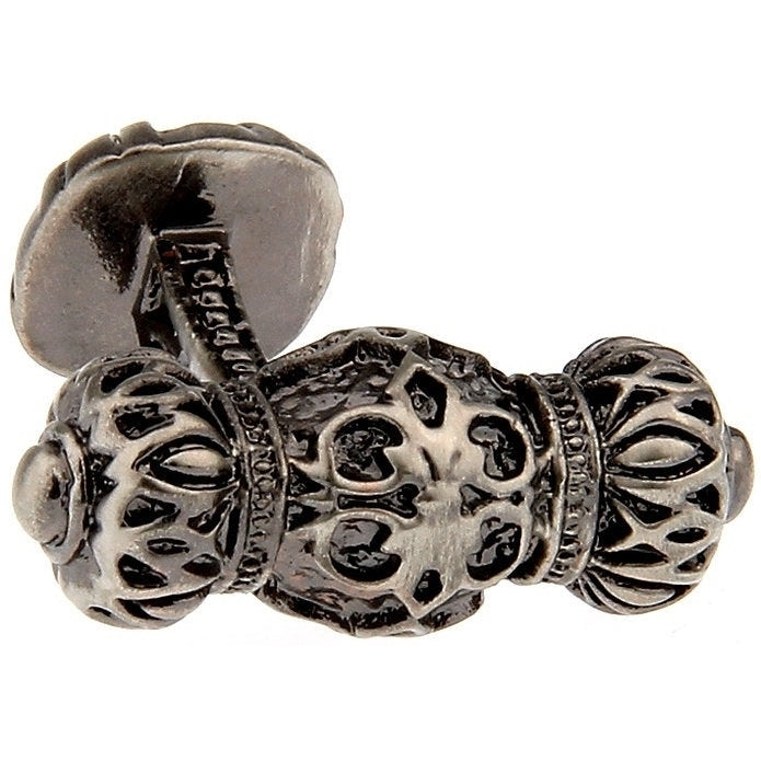 Designer Sculpted Pewter Fluer Leaves Barrel Cufflinks Straight Post Heavy Detailed Style Cuff Links Image 1