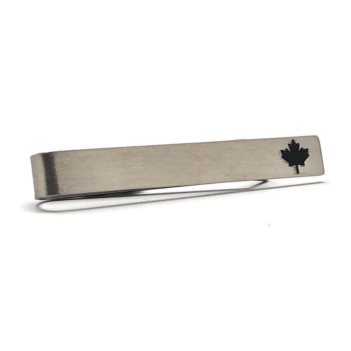 Canada Maple Leaf Tie Bar True North The Great White North Maple Leaf in Black Canadian Tie Clip Image 2