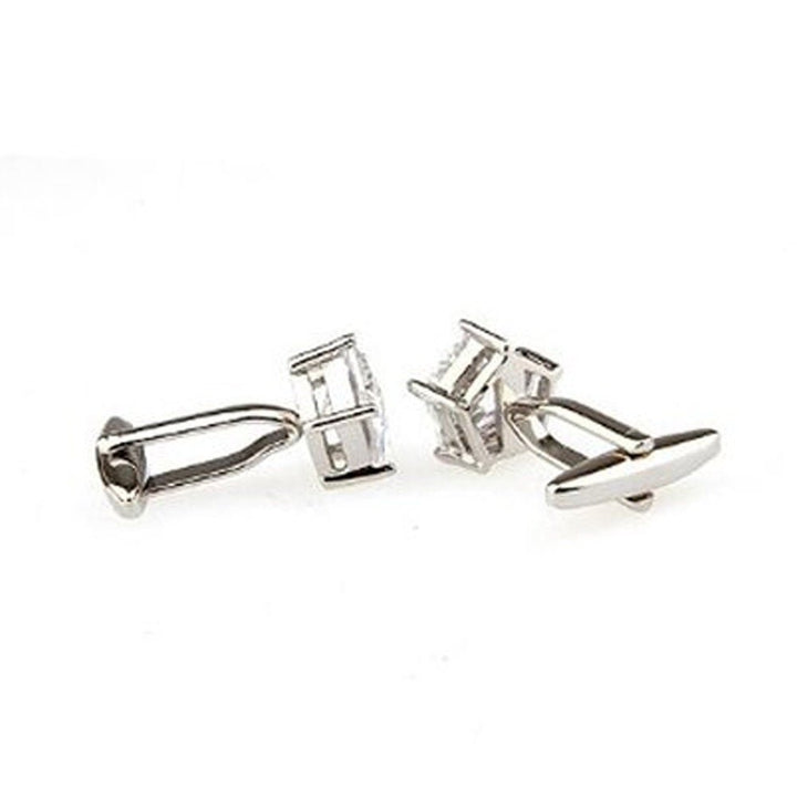 Beautiful Crystal Cut Cufflinks 5 Point Caged Crystal Silver Accents Cuff Links Comes with Gift Box Image 3