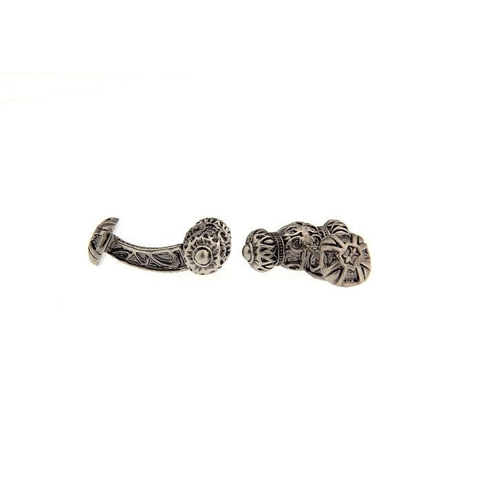 Designer Sculpted Pewter Fluer Leaves Barrel Cufflinks Straight Post Heavy Detailed Style Cuff Links Image 3