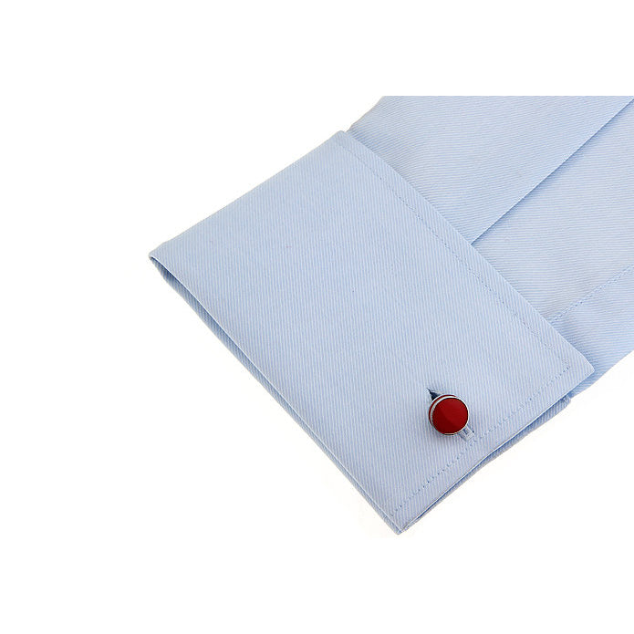 Silver Ruby Red Stone Straight Post Double Ended Cufflinks Cuff Links Image 3