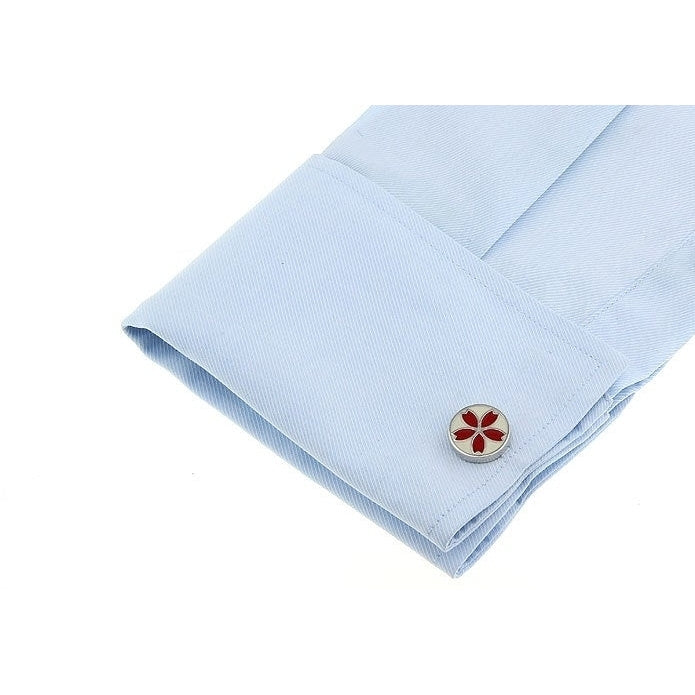Flower Cufflinks Red with white Background Forget Me not Flower Cuff Links Image 4