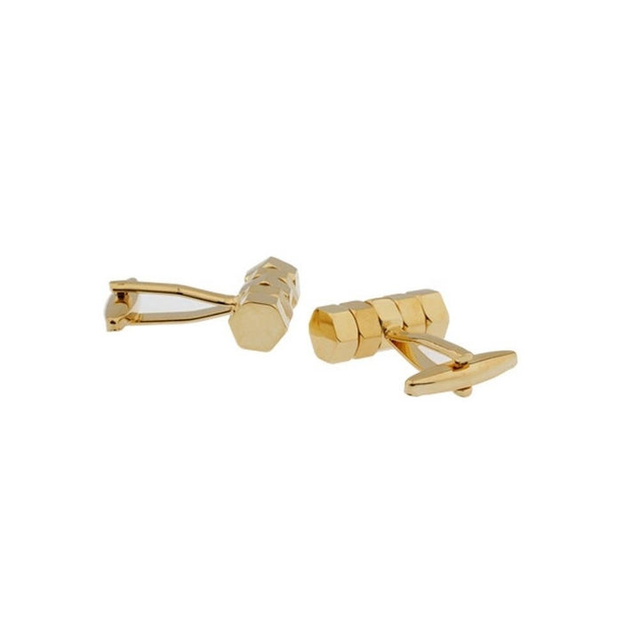 Gold Tone Octagon Cufflinks Classic Shiny Design Nuts Bolts Power Classic Gentlemen Cuff Links Comes with Gift Box Image 2