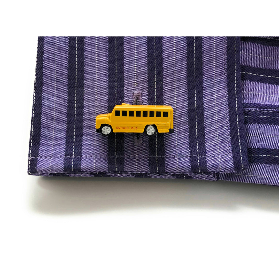 Yellow School Bus Cufflinks School District Learning Principal Teacher Education Retirement Cuff Links 3-D Whale Tail Image 4