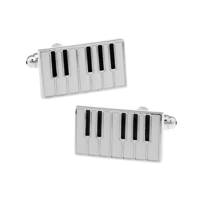 Piano Keys Music Cufflinks White and Black Enamel Keyboard Cuff Links Cool Concert Harmony Comes with Gift Box Image 1
