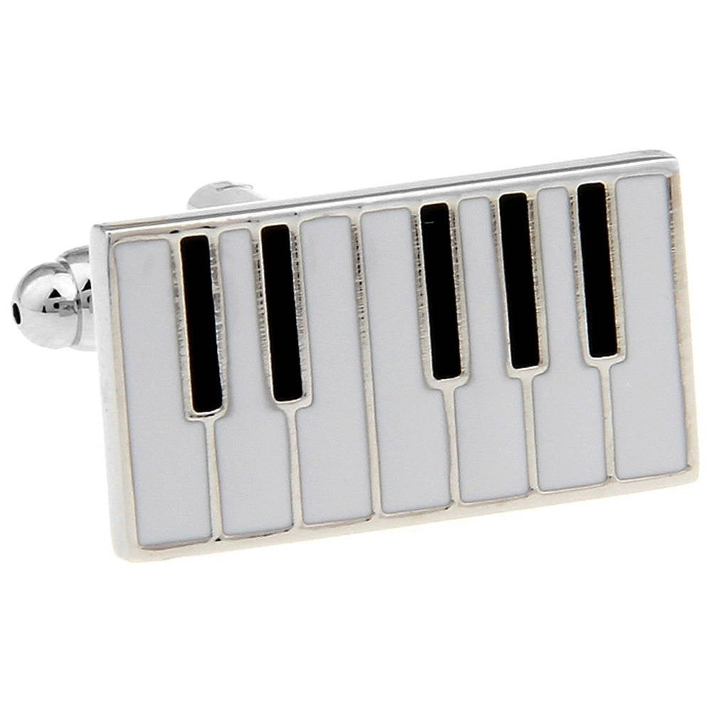 Piano Keys Music Cufflinks White and Black Enamel Keyboard Cuff Links Cool Concert Harmony Comes with Gift Box Image 3
