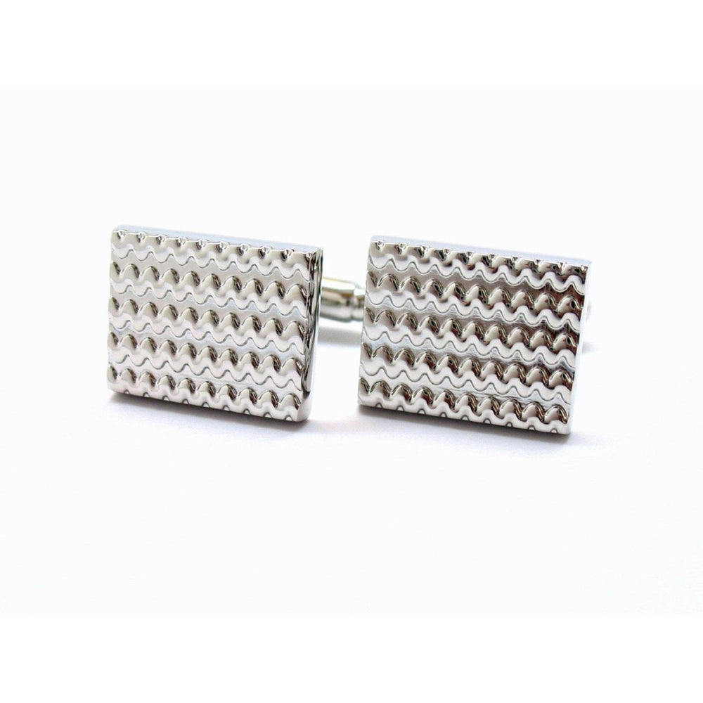 Tread Tracks Cufflinks Hit the Road Tire Classic Silver Tone Grooved Pattern Catch the Wave Cuff Links Comes with Gift Image 2