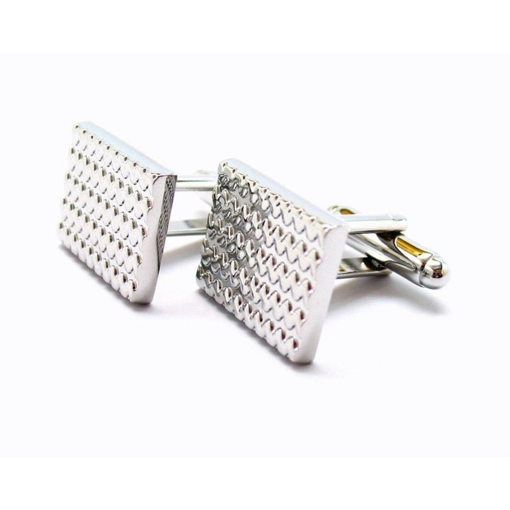 Tread Tracks Cufflinks Hit the Road Tire Classic Silver Tone Grooved Pattern Catch the Wave Cuff Links Comes with Gift Image 3