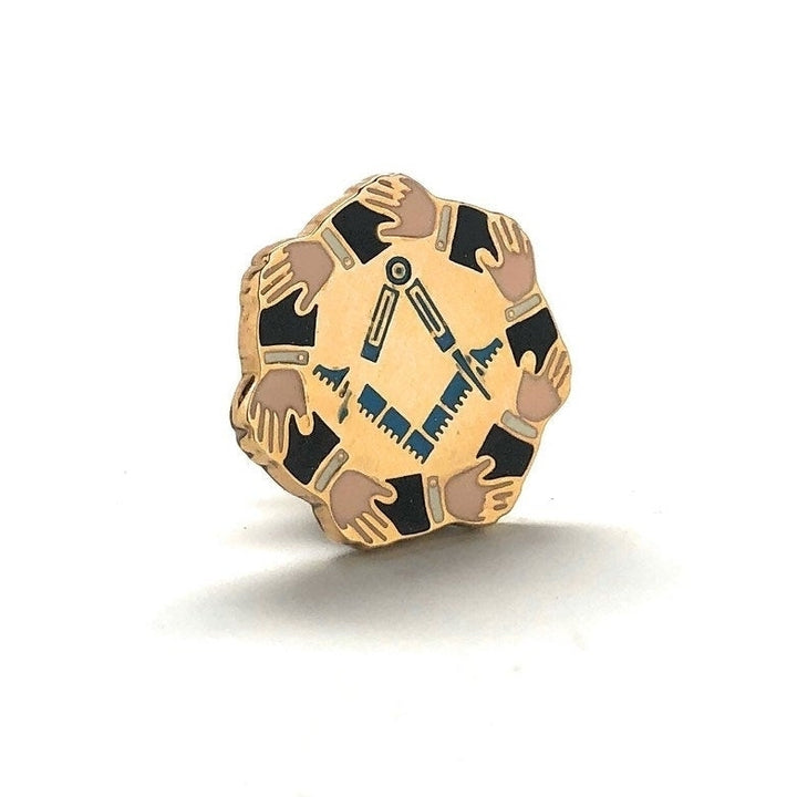 Enamel Pin Masonic Symbol Lapel Pin Freemason Collector Gold Tone Compass and Square Tie Tack Comes with Gift Box Mason Image 2