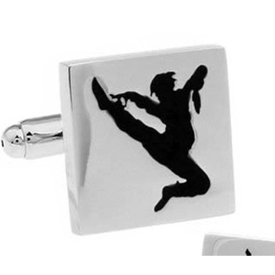 Silver with Blake Enamel Karate Cufflinks Cool Fun Sports Martial ArtsCuff Links Comes with Gift Box Image 1