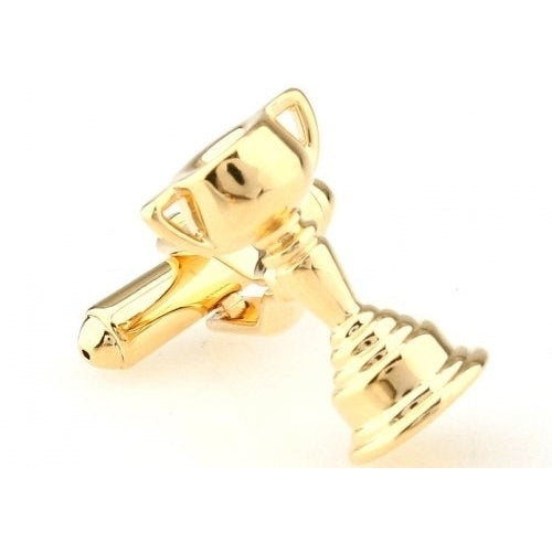Gold Tone Trophy We are the Champion Winner Play Cufflinks Cool Fun Sports Cuff Links Comes with Gift Box Image 2