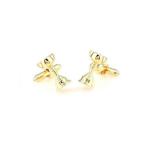 Gold Tone Trophy We are the Champion Winner Play Cufflinks Cool Fun Sports Cuff Links Comes with Gift Box Image 3