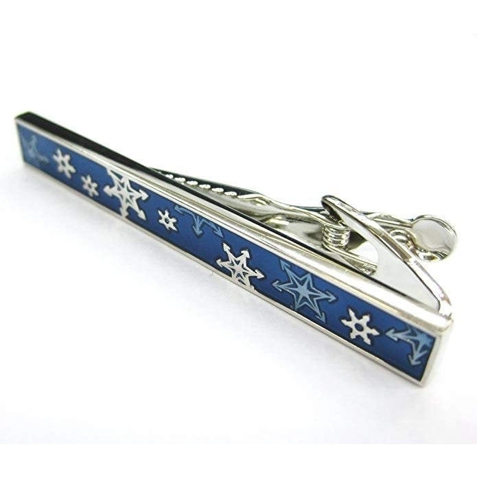 The Season of Winter Snow Flake Silver with Blue Enamel Tie Clip Very Cool Comes with Gift Box Image 1