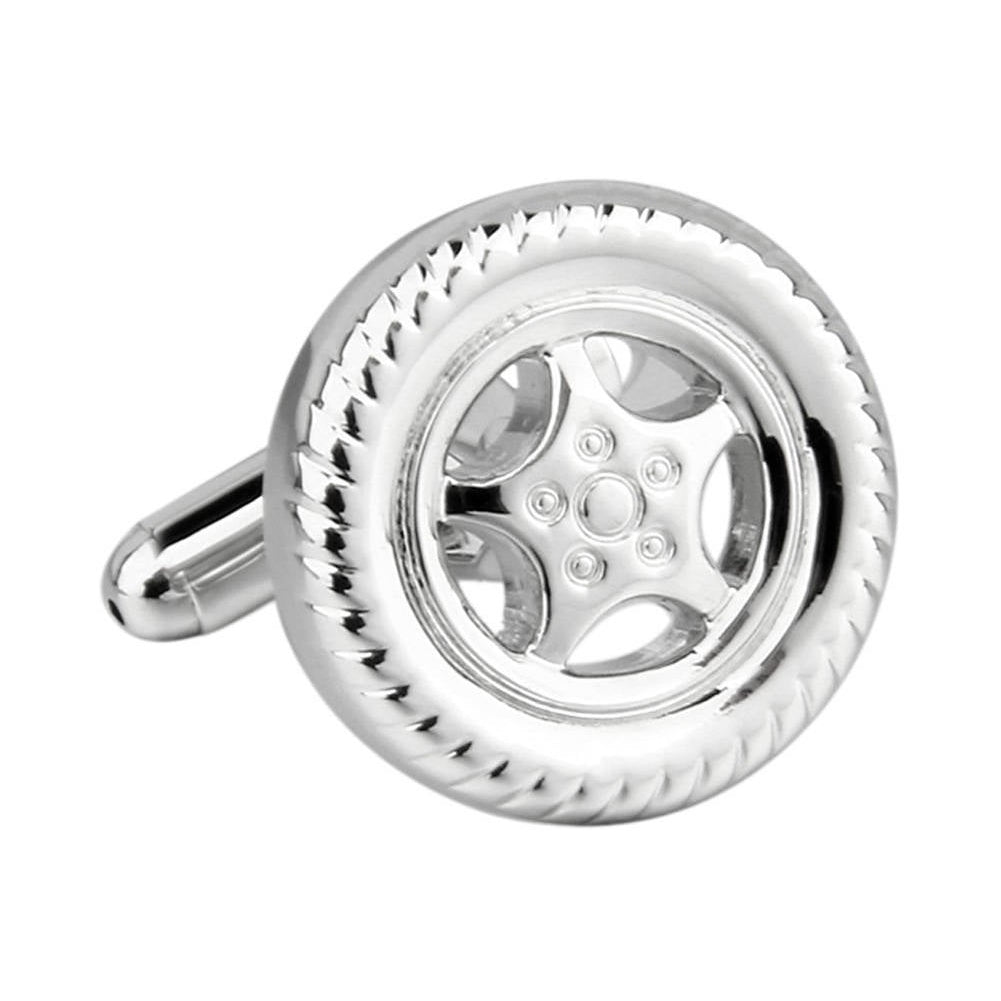 Silver Tires Cufflinks Hubcaps Racing Wheels Automobile Car Lover Cufflinks Cuff Links Image 3