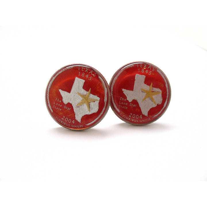 Enamel Cufflinks Hand Painted Texas State Quarter Enamel Coin Jewelry Money Crown Royal Finance Accountant Cuff Links Image 1