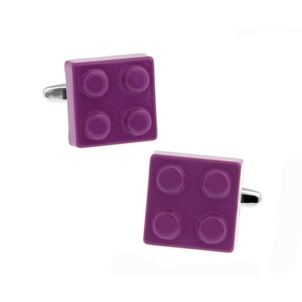 Purple Block Master Cufflinks Magenta Purple Building Brick Block Enamel Fun Game Piece Block Cool Cuff LInks Comes with Image 2
