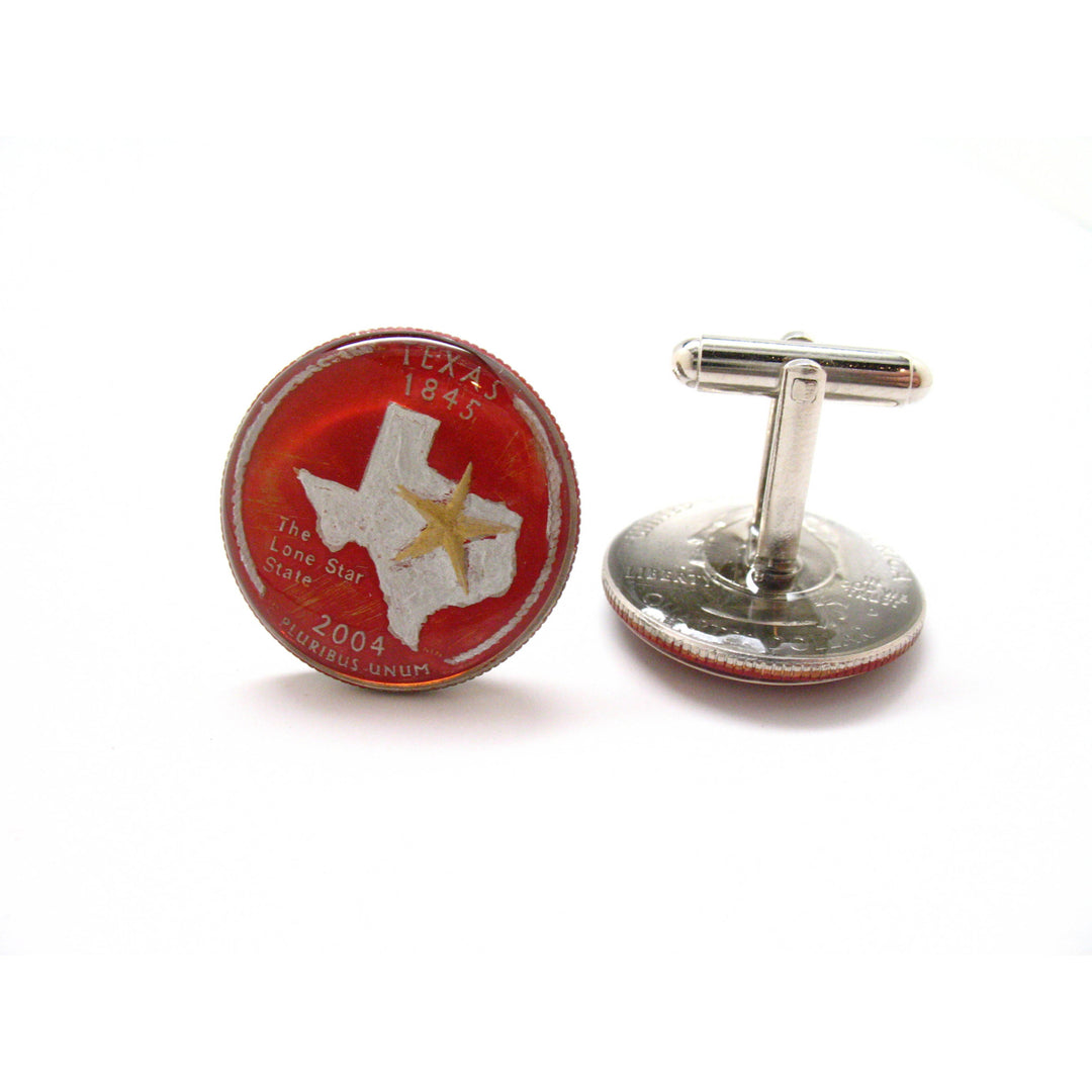 Enamel Cufflinks Hand Painted Texas State Quarter Enamel Coin Jewelry Money Crown Royal Finance Accountant Cuff Links Image 4