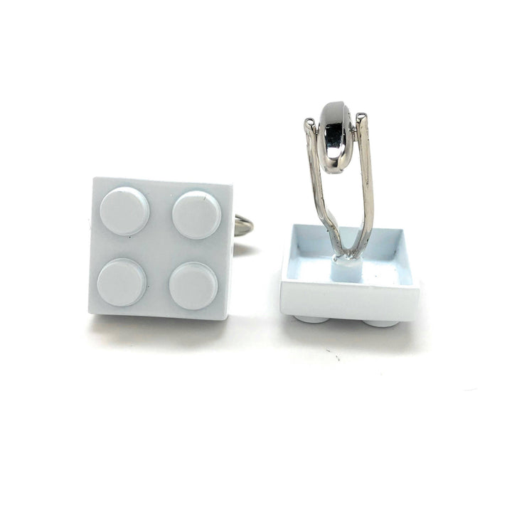 Block King Master Cufflinks Brick Game Piece White Cuff Links Nerdy Party Master Engineer Building Block Comes with Gift Image 3