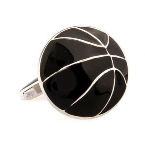 Black with Silver Cufflinks Basketball Court 3 Points Cuff Links Comes with Gift Box Image 1