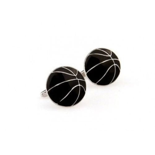 Black with Silver Cufflinks Basketball Court 3 Points Cuff Links Comes with Gift Box Image 2