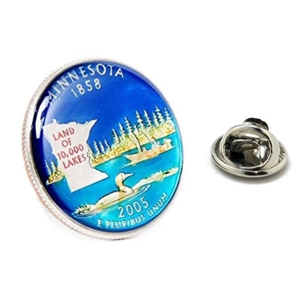 Enamel Pin Hand Painted Minnesota State Quarters Enamel Coin Lapel Pin Tie Tack Collector Pin Travel Souvenir Coins Cool Image 1